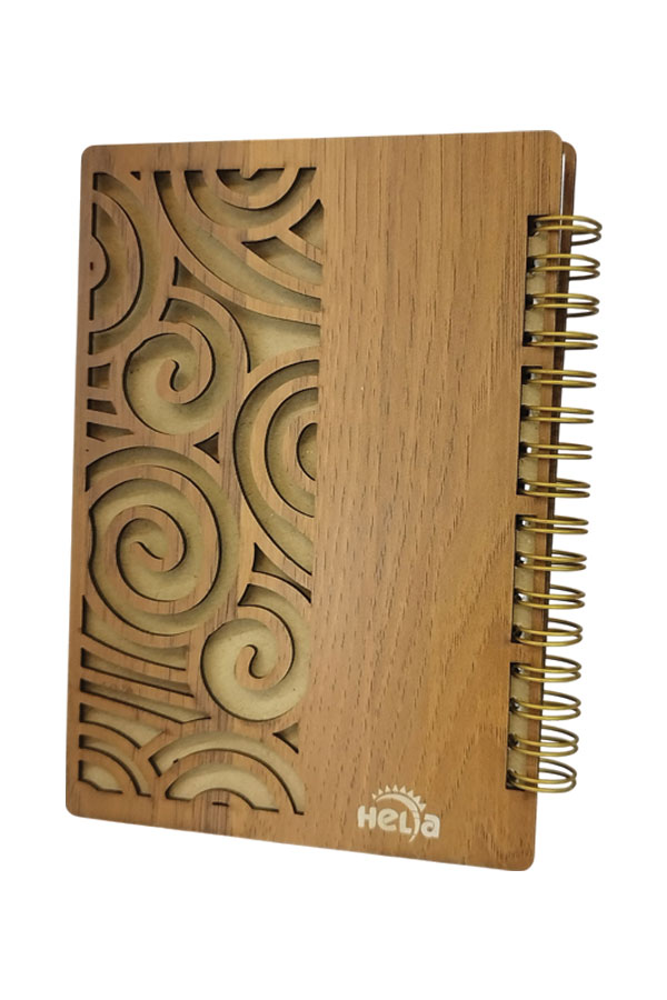 دفتر یادداشت جلد چوبی هلیا مدل ماهور