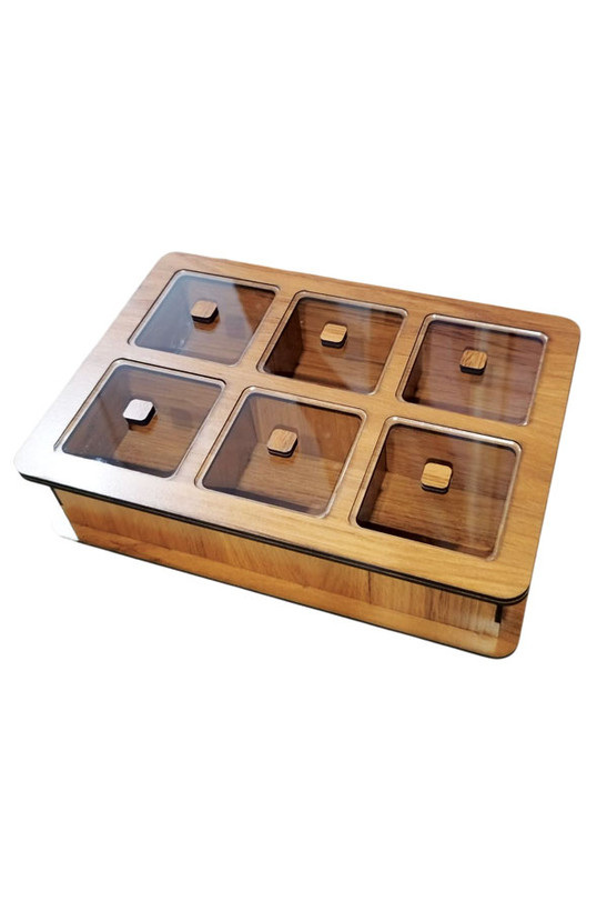 جعبه پذیرایی لوکس تبلیغاتی 6خانه هلیاگیفت مدل شروین