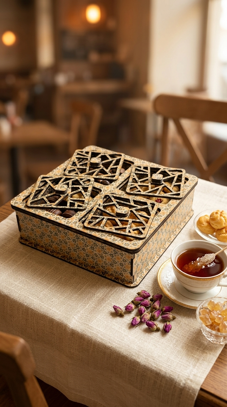 جعبه پذیرایی چهارخانه هلیاگیفت مدل راستین