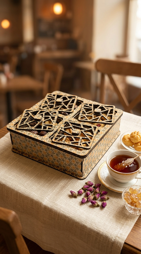 جعبه پذیرایی چهارخانه هلیاگیفت مدل راستین