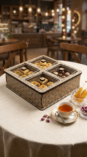 جعبه پذیرایی چهارخانه هلیاگیفت مدل کمند