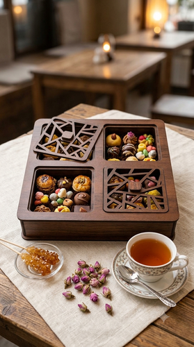 جعبه پذیرایی چهارخانه هلیاگیفت مدل شهراد