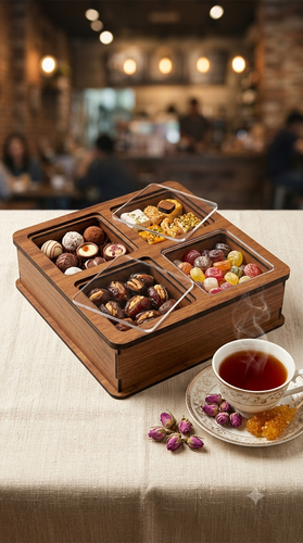 جعبه پذیرایی چهارخانه هلیاگیفت مدل آکام